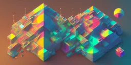 3D colorful geometric display, realism, simplistic, studio lighting, C4D, 16k, Behance, Artstation, symmetry, centered, top down camera, vibrant