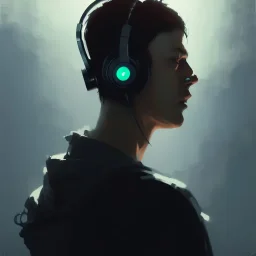 8K resolution concept art portrait by Greg Rutkowski, DJ, headphones, performance