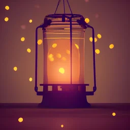 glowing fireflies in a lantern, many ghostly lights inside a belljar, fairy lights, polaroid, symmetry, bioluminescence, luminescent glow, moody, tender, photorealistic, octane render, golden hour