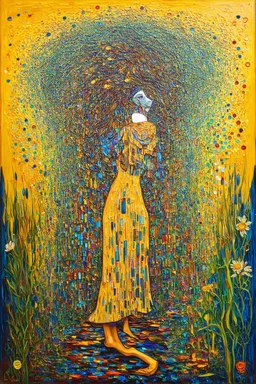 forgiveness detaches the energetic cord; Surrealistic painting inspired by Klimt and Hundertwasser; Golden Hour; Exquisitely Detailed