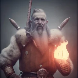 old viking fighting with a zombie, fire in background, steam punk, realistic, made in octane, cinematic, ultra-realistic, extremely detailed octane rendering, 8K, VRAY Super Real ar 2:3, dof photorealistic futuristic 50mm lens hard lighting dark gray tintype photograph, realistic lighting, sepia color