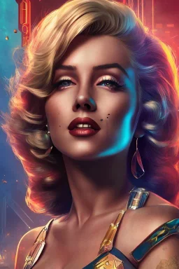 Marilyn Monroe, cyberpunk2077, photorealistic illustration, 4k