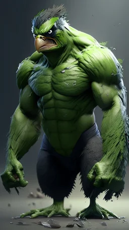 hulk become bird, ultra realistic, 4k, ultra detail, full body, full picture