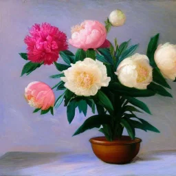 peonies in a water bowl