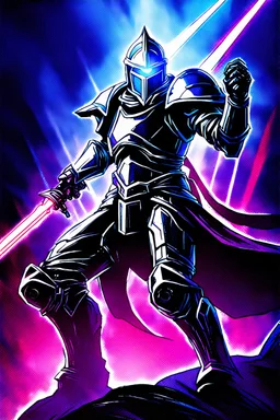 TCG fantasy artwork art of a heroic space knight with laser sword