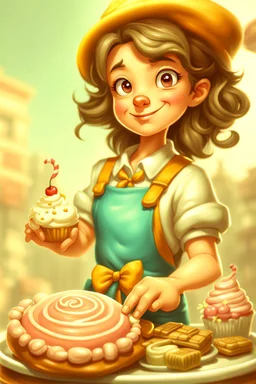 a cartoon character thirty years old confectioner , an ultrafine detailed painting by senior character artist, featured on polycount, sots art, artstation hd, 2d game art, behance hd