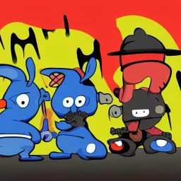 Gangster telatubbies in the art style of telatubbie fun Land from newgrounds