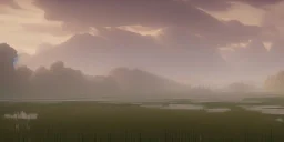 Fantasy flooded fields, reeds, day time, light shafts, dynamic lighting