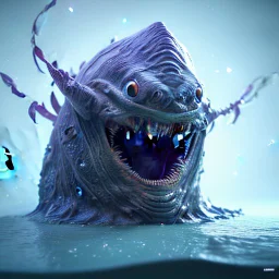 fluid ink angler fish creature, unreal engine 5, 8k resolution, photorealistic, ultra detailed