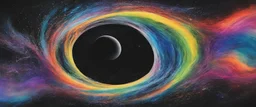 colorful, rainbow, A visually striking and abstract representation of the void and a black hole, utilizing dark hues and dynamic shapes to evoke the enigmatic and powerful aspects of cosmic emptiness, (visually striking abstract representation:1.4), (the void and black hole:1.5), (dark hues and dynamic shapes:1.3), (expressive and cosmic ambiance:1.2), drawing inspiration from abstract interpretations of the cosmic void and black hole phenomena