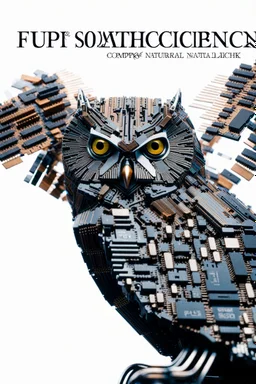 Owl made of 1990s computer chips, Cyborg, Underpunk, imperfection, natural lighting, cinematic, Fuji Film, Anamorphic lens, 2040s, deep depth of field, Solarpunk