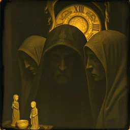 Daguerrotype close up some mysterious figures, odd background, Hieronymus Bosch Max Ernst ambient light, Amano, Botticelli, Alphonse Mucha