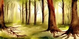 exquisite whimsical woodland watercolor, delicate woodland , cute, adorable, linen backdrop, warm colors, sepia tone