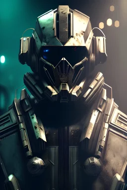 A badass wearing a broken mask, full body, atmospheric, realistic, unreal engine, cinematic lighting, octane render.