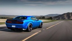 Dodge Challenger Hellcat As Bugatti Chiron Ultimately Tuned , 4k, photorealistic, Cinematic, rear view