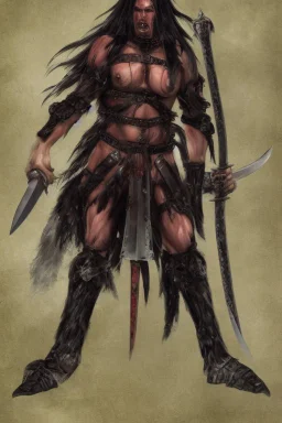 human berserker meaty black hair longsword