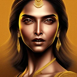 Golden goddess, beautiful deepika padukone portrait