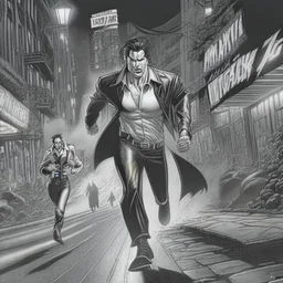 Sincity comic, a vampire running.