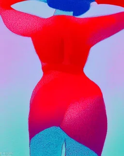 akvarel, woman body red, and golden, abstract, curvy, pastels, light, beautiful curves, woman from back, rosa, circle, back, spine, light, pastel, blurry, postmodern art, graphical, masterpiece, abstract art, contrast colors