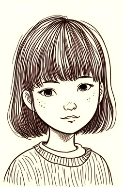 simple doodle, high quality, small girl with bangs