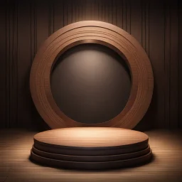 Hyper Realistic traditional circular product podium with traditional Indian stage lights & dark rustic background