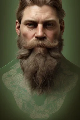 photorealistic white male bearded handsome, hyperdetailed painting, luminism, Bar lighting, complex, dark green miltary, 4k resolution concept art, Artgerm, WLOP, Alphonse Mucha, 3d render, octane render, intricately detailed, cinematic, awesome full color, hand drawn, dark, gritty, cinematic