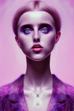 Danish singer MØ face , impressionism Contemporary, purple tones,