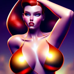 fullbody portrait of voluptuous atletic beautiful young Jessica Rabbit in bikini Caravaggio style