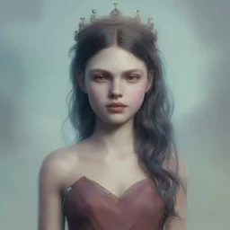 girl, cute, beautiful, sea queen, crown on head, waves, close up portrait by Greg Rutkowski