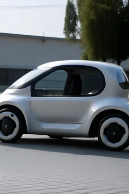 A car that has one arm attached on the outside