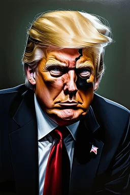 Portrait of Donald trump, half skeleton and half human