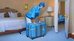 paranoid housekeeping taking a suitcase out of someone's room