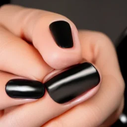 Latex mascular guy wears Black nailpolish.