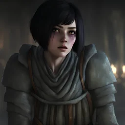 Fantasy Setting, Adult Female Human, Short Cut Black Hair, Hunchback, Ugly, Peg Legged, Deformed, Disgusting, HD