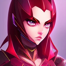 crystal blue eyes, and dark pink hair, teardrop shaped eyebrows, woman, angry expression, pointy ears