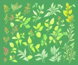 Vector plants and herb set illustration. Watercolor illustration. ขาวพื้นหลัง