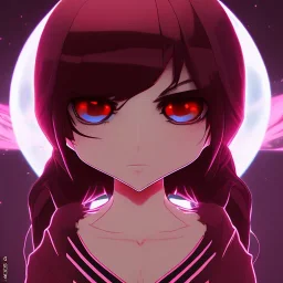 crystal clear blue eyes, and dark pink hair, dot eyebrows, woman, angry expression, pointy ears, long hair, sexy, young, beautiful