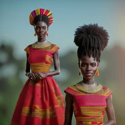 kente african bride model, full body, cinema 4d, octane render, high detail