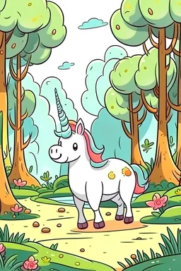 Einhorn im Wald cartoon