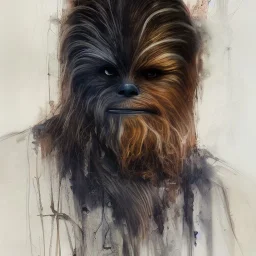 photorealistic and intricate portrait of chewbacca in star wars by Agnes Cecile, dark gothic colors, hyperdetailed, 32K, oil on canvas,