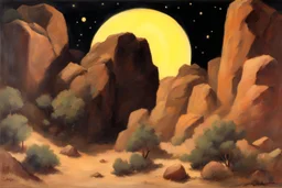 Night, rocks, mountains, rodolphe wytsman and friedrich eckenfelder impressionism paintings