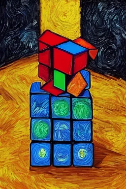 Rubik's cube in the style of van gogh