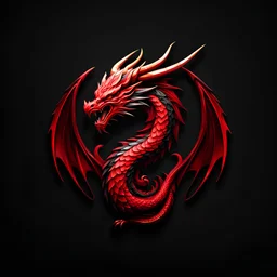 Logo de Dragón man rojo con fondo negro calidad ultra