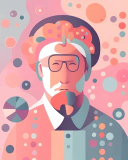 Vector illustration microbiologist of brain and gut linked with pastel color palette.