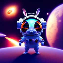 pixar style cute rabbit astronaut in space, blender 3D