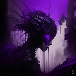 decentralization, purple and black, cyber punk style