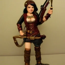 halfling fantasy D&D beautiful woman with a carabine fire gun steampunk vintage hair braids gunslinger