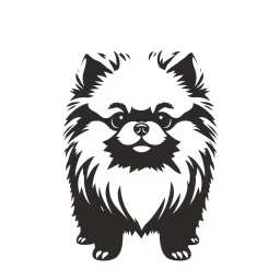 cute silhouette of a pomeranian , black on white vector
