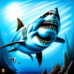 Requin iron maiden nage océan