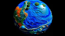 A blue planet made entirely out water and coral painted by Georges Seurat